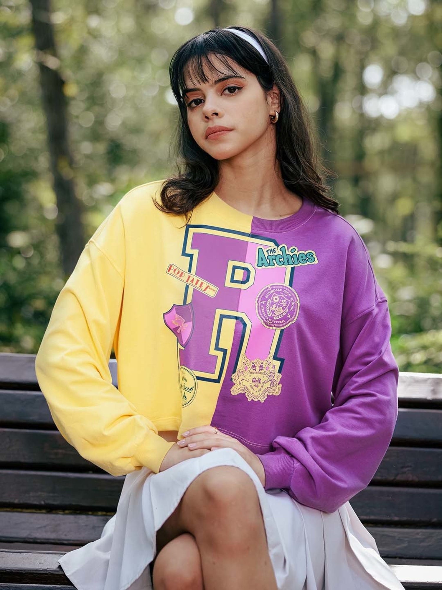 The Souled Store Purple & Yellow Cotton Printed T-Shirt