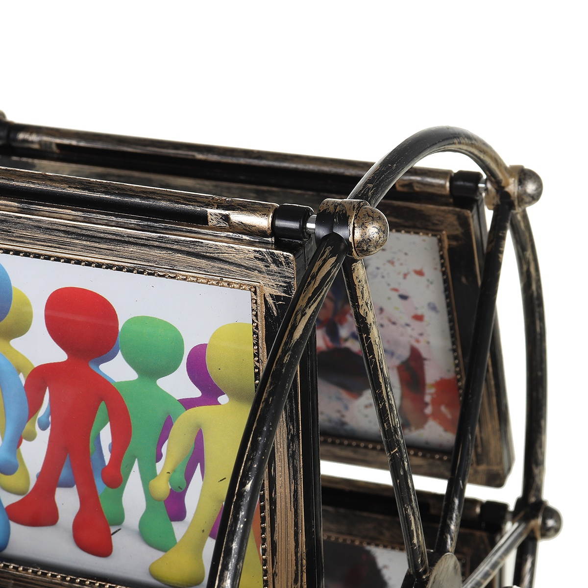 Vintage Photo Frame 5inch PVC Retro Ferris Wheel  Rotatable Windmill Photoframe Home Decor Gift Photo Frame-Bronze