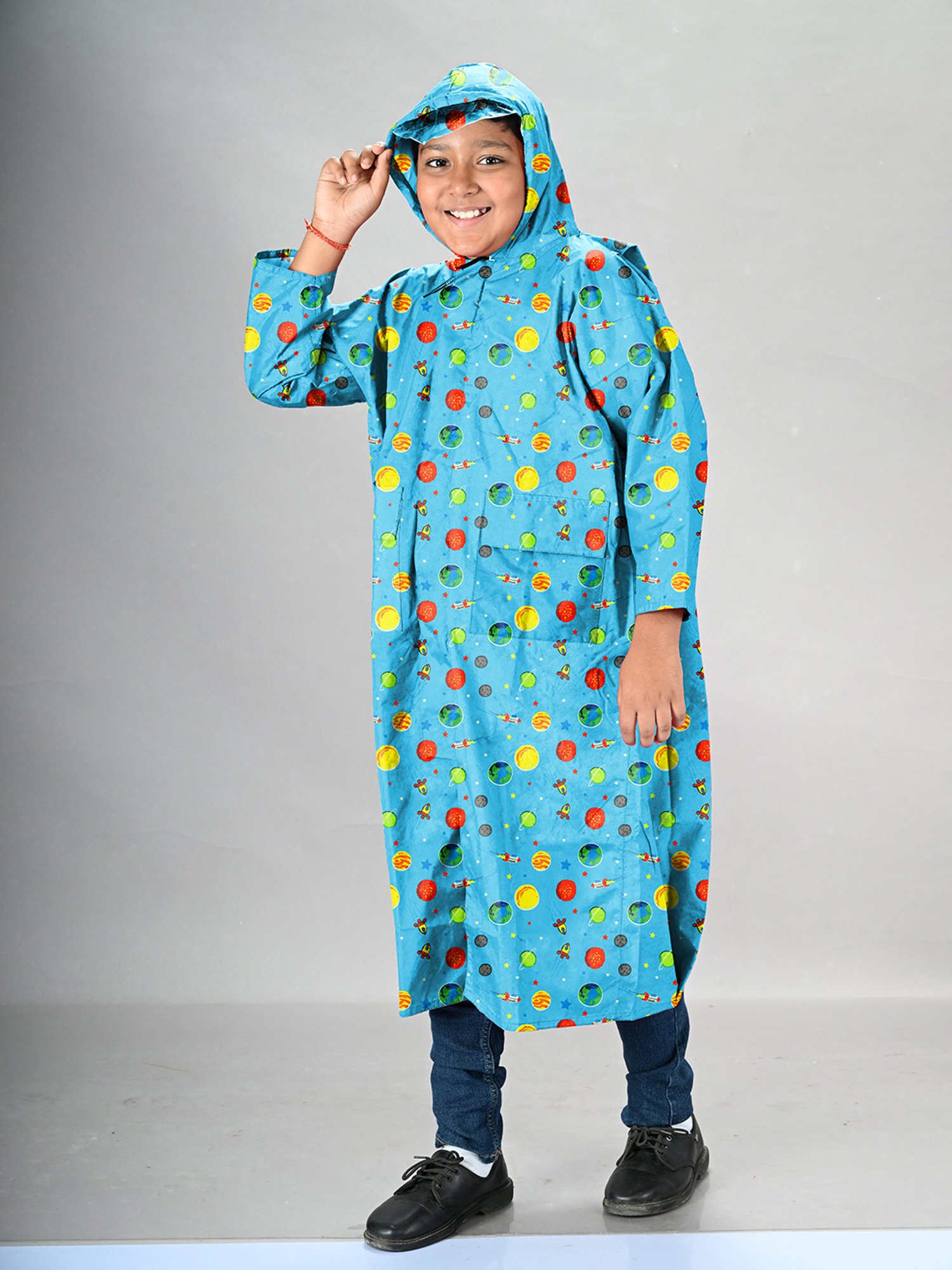 Little Surprise Box Kids Yellow Printed Full Sleeves Raincoat