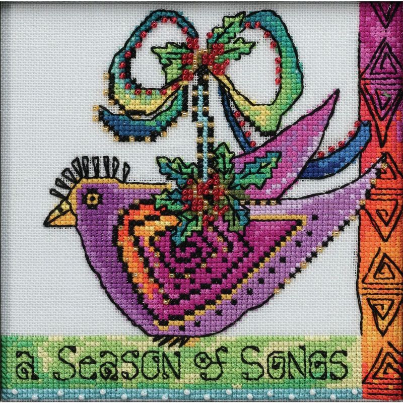 Mill Hill/Laurel Burch Counted Cross Stitch Kit 5.5"X5.5"-Christmas Purple Dove (28 Count)