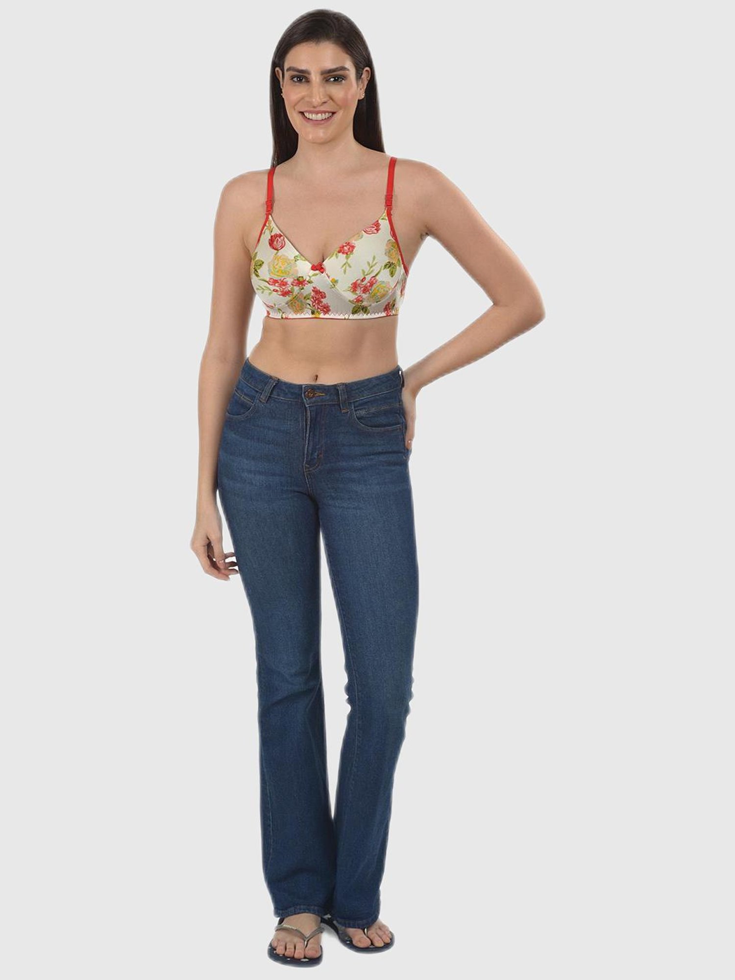 mod & shy Green Floral Lightly Padded Bra