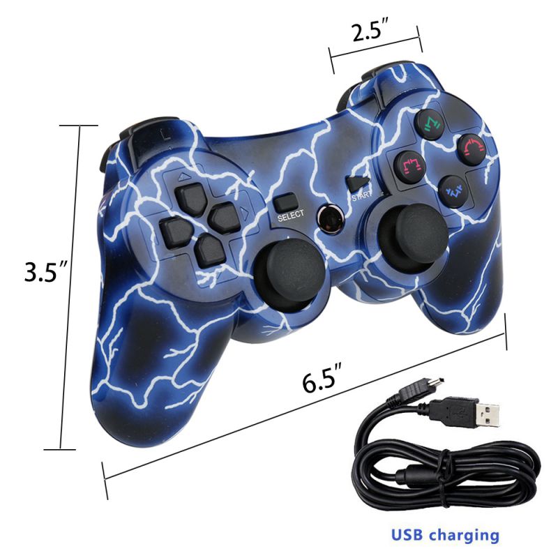 CHENGDAO PS3 Controller 2 Pack Wireless Dual Shock Gamepad for Sony Playstation 3 with Charging Cord (Black + red )