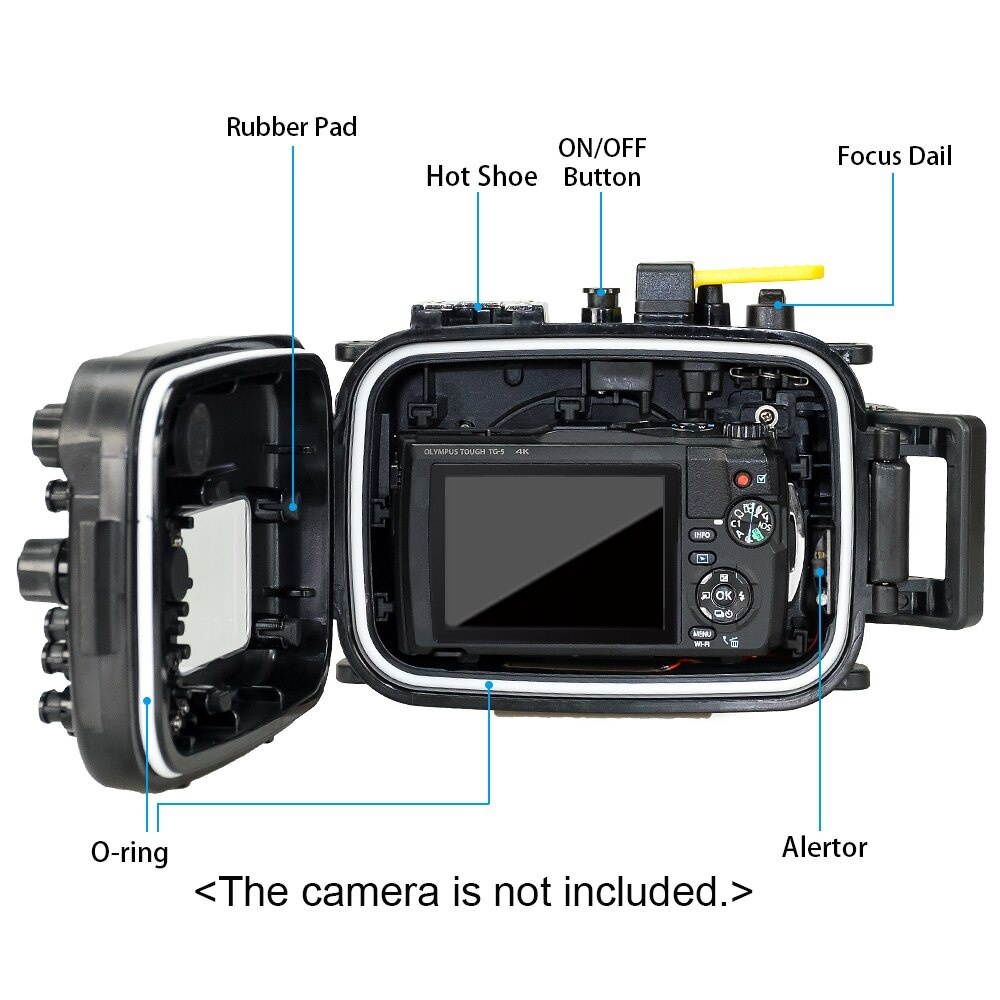Photo Studio Volg Camera Waterproof Housing Diving Case Protective Underwater 60m/195ft Replacement for Olympus TG-5 Camera