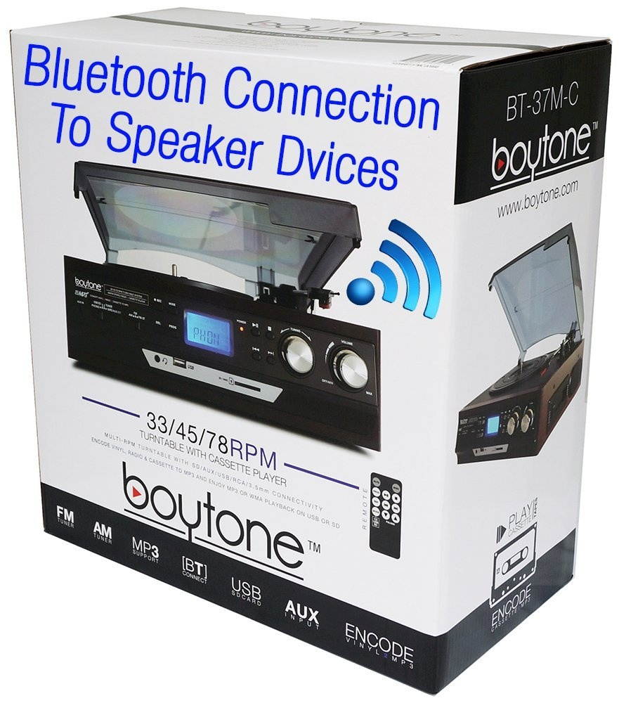 Boytone BT-37M-C Record Player Turntable USB Send Audio to Bluetooth Speaker
