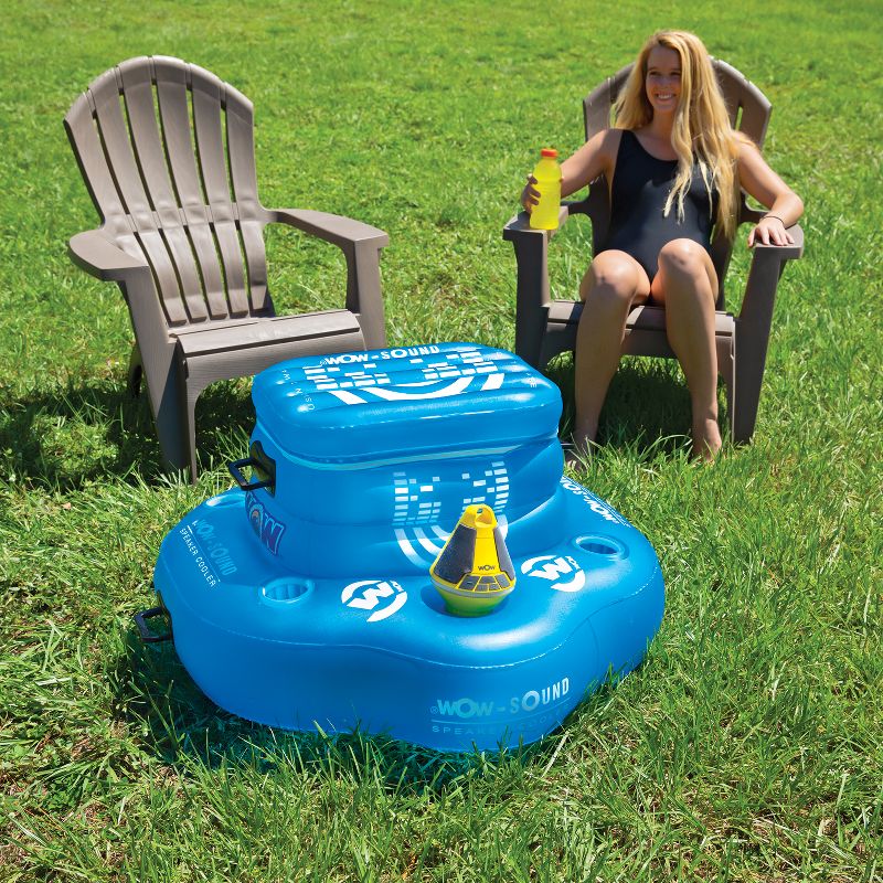 WOW Watersports Inflatable 30 Qt 30 Can Heavy Duty Pool Lake Floating Beverage Drink Cooler, Blue