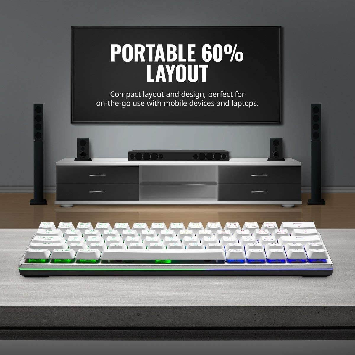 Cooler Master SK620 60% Sliver White Mechanical Keyboard with Low Profile Red Switches, New and Improved Keycaps, and Brushed Aluminum Design