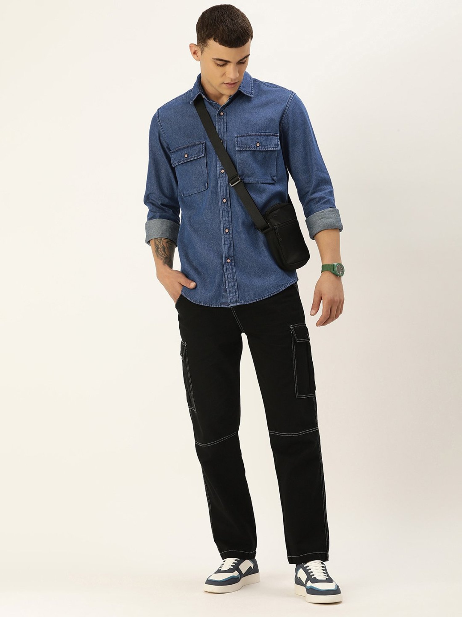 Bene Kleed Blue Regular Fit Denim Shirt