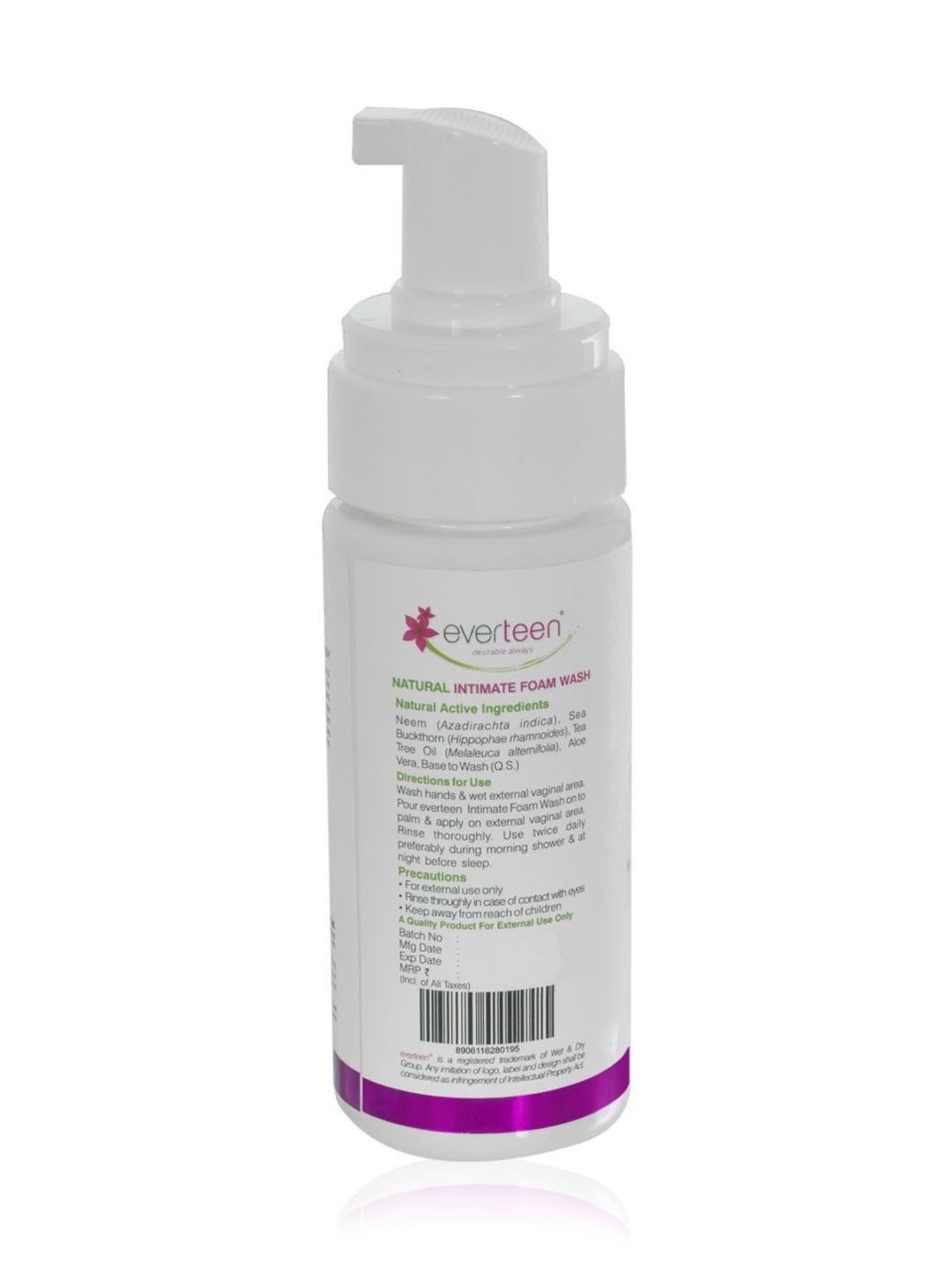 everteen Natural Intimate Foam Wash for Feminine Hygiene in Women - 1 Pack - 150 ml