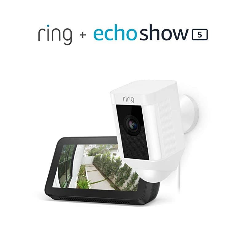 Spotlight Cam Wired White with Echo Show 5 Charcoal