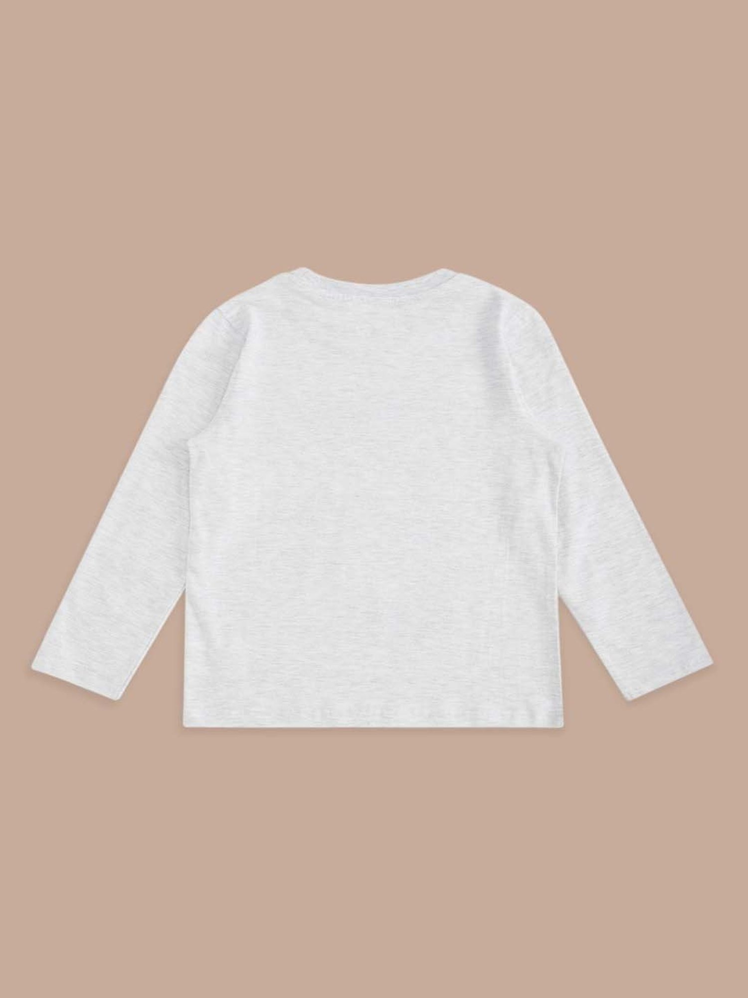 Pantaloons Baby Kids White & Blue Cotton Printed Full Sleeves T-Shirt