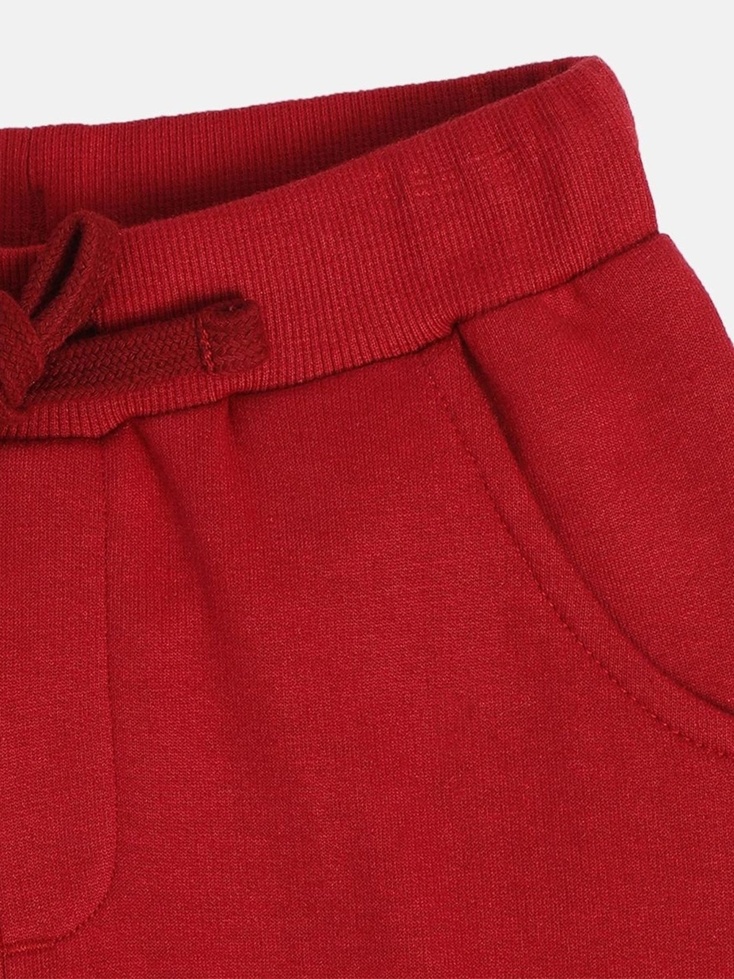 MINIKLUB Boys Red Cotton Printed Full Sleeves Jogger