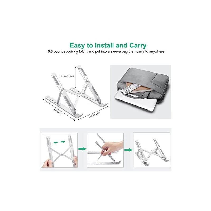 Laptop Stand,  6 Angles Adjustable Laptop Holder Laptop Riser Compatible with 10-16inch Laptops, Aluminum Ventilated Adjustable Laptop Stand for Desk for MacBook, HP, Lenovo, DELL, Sony, iPad