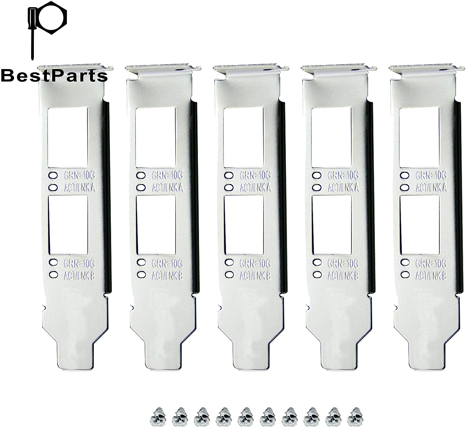 BestParts 5pcs New Generic Low Profile Brackets for Intel E10G42BTDA X520-DA2 E10G42BFSR X520-SR2 X520-LR2 X710-DA2 JL82599ES E33052-003