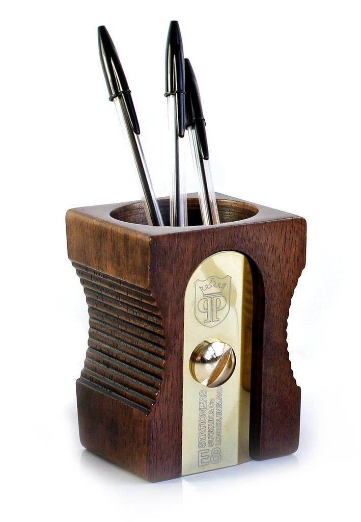 Suck UK Pencil Sharpener Desk Tidy and Stationary Holder/ Pen Pot - Perfect for Pens, Pencils, Rulers, Markers and Scissors  - Dark