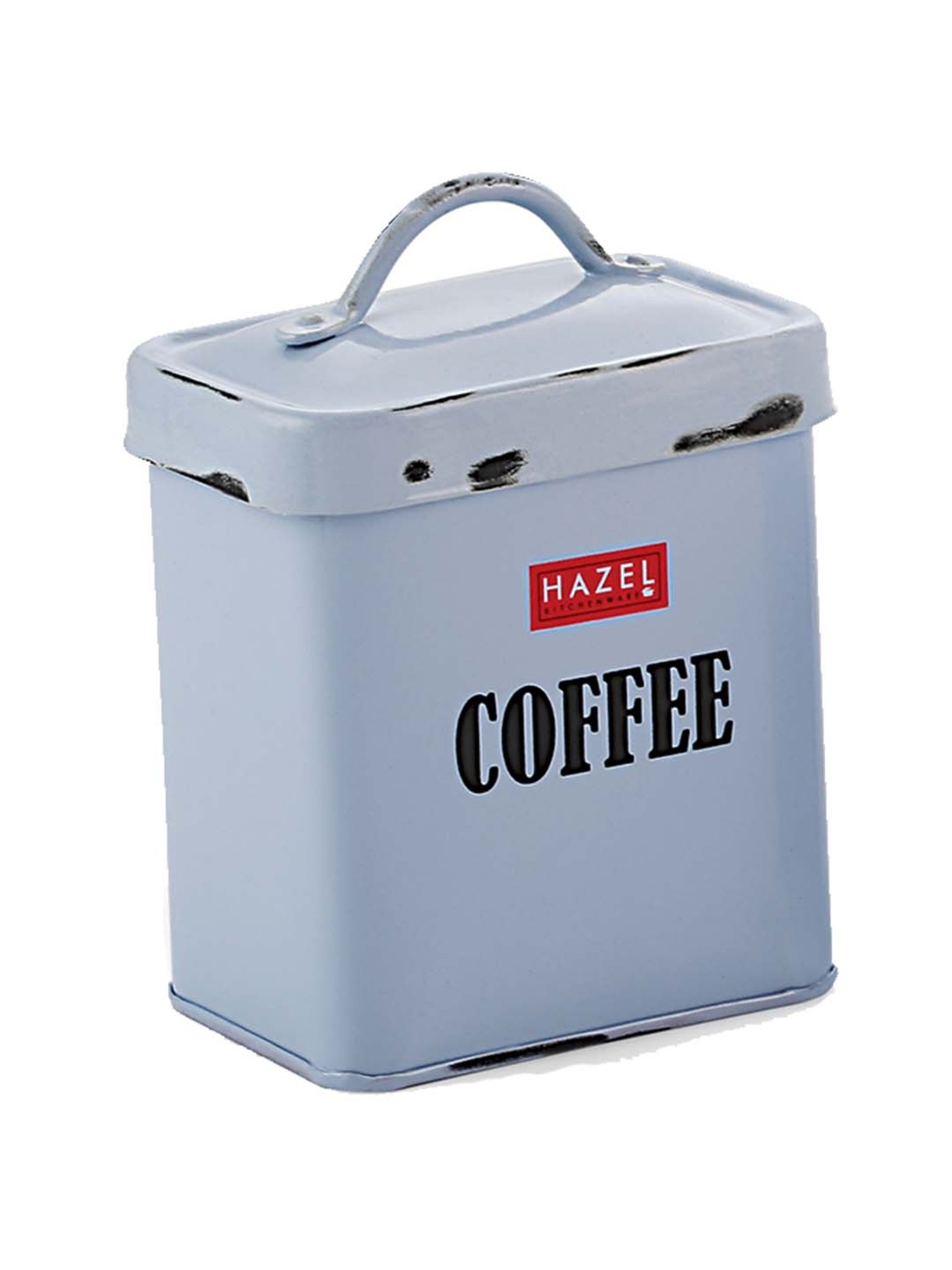 HAZEL Antique Rectangle Coffee Storage Canister Container With Handle, 1150ML, Blue