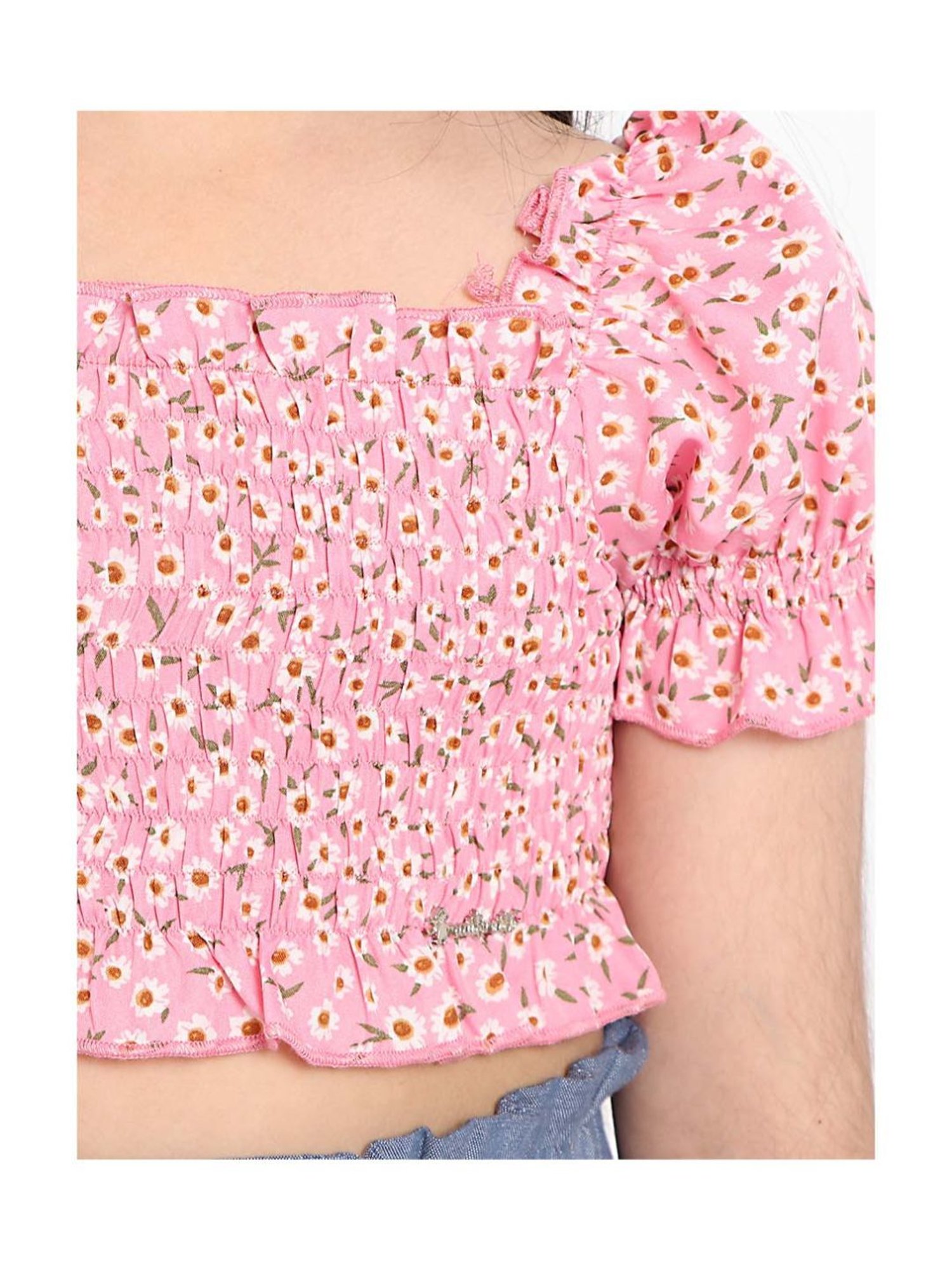 Nauti Nati Kids Pink Floral Print Crop Top