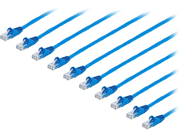 StarTech.com 1 ft. CAT6 Cable 10 Pack - Blue CAT6 Patch Cord - Snagless RJ45 Connectors - 24 AWG Copper Wire - Ethernet (N6PATCH1BL10PK)