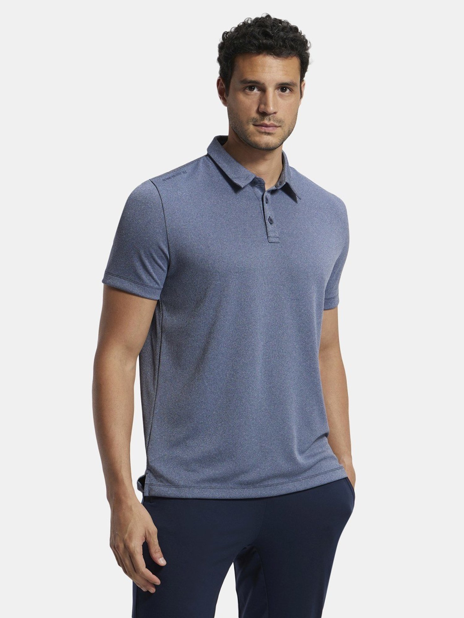Jockey Blue Melange Regular Fit Sports Polo T-Shirt