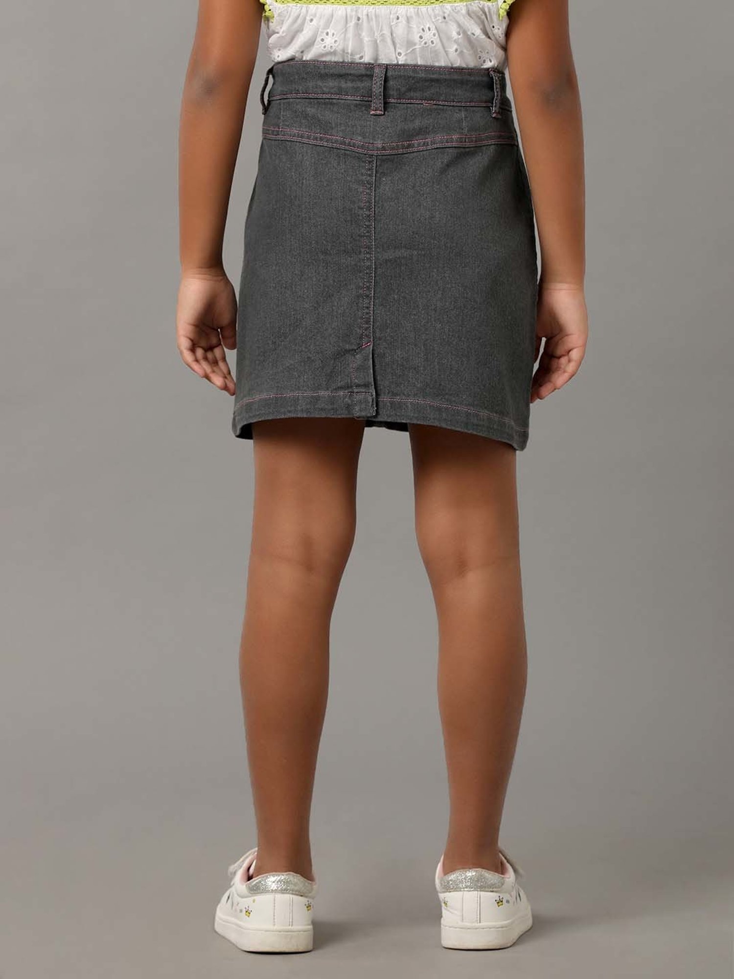Under Fourteen Only Kids Grey Cotton Regular Fit Skirt