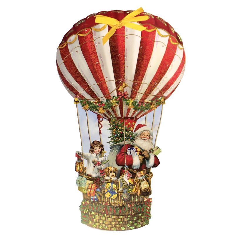 Christmas 23.75" Hot Air Balloon Advent Calendar Made In Germany Double Sided  -  Advent Calendar