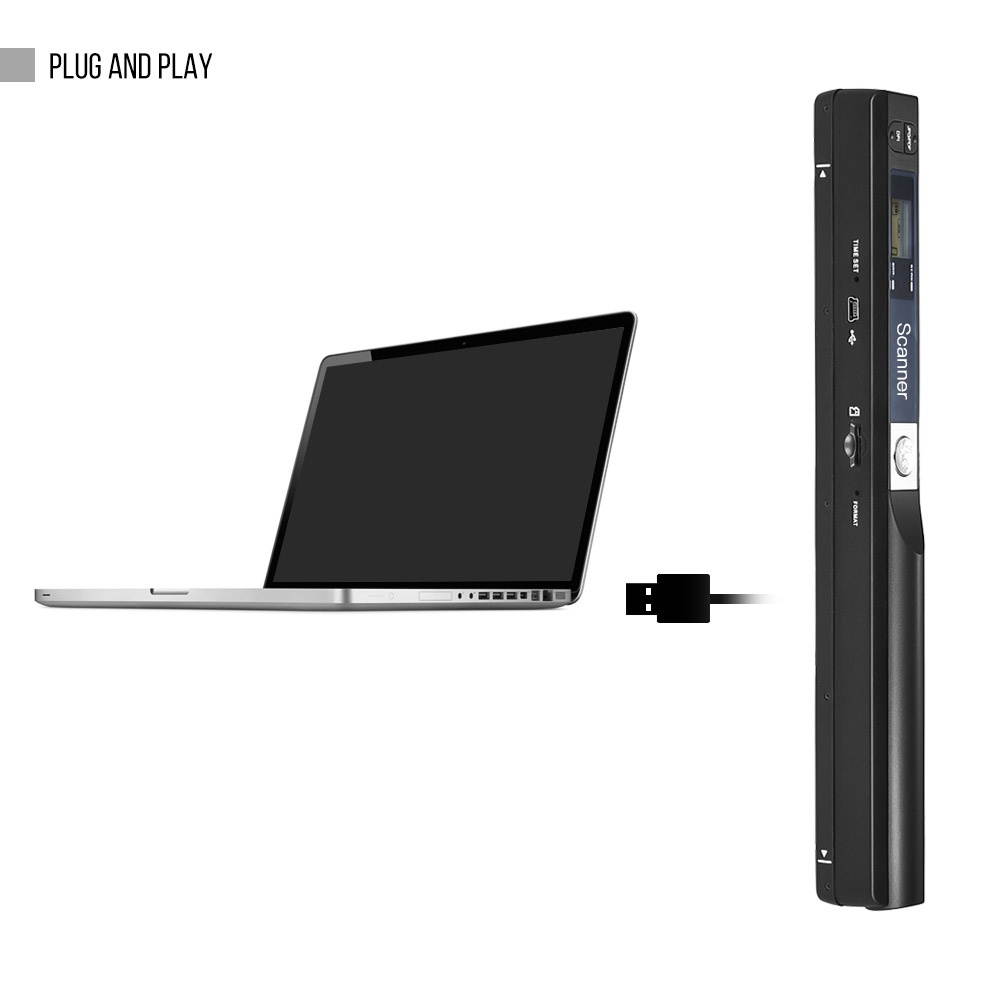 Portable Handheld Wand Wireless Scanner A4 Size 900DPI JPG/PDF Formate LCD Display with Protecting Bag and 8GB TF Card  for Business Document Reciepts Books Images