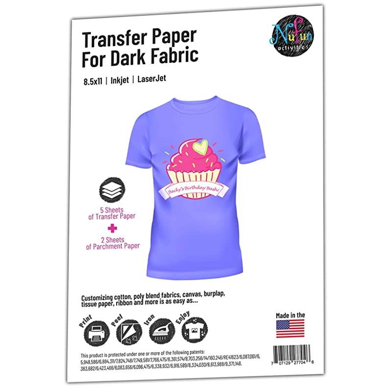 Inkjet Printable Iron On Heat Transfer for Dark Fabrics 85 x 11 inch 500 Sheets