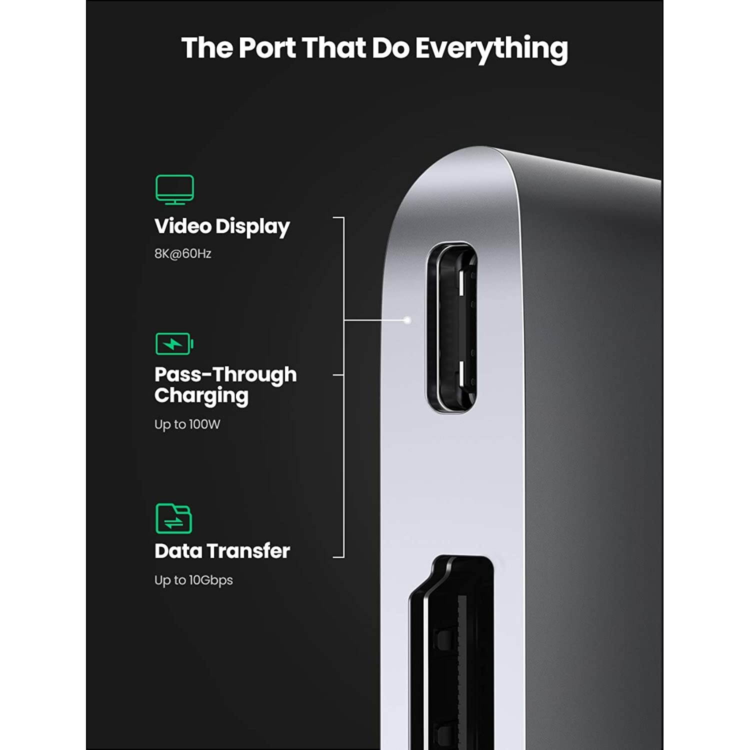 UGREEN USB C Hub for MacBook Pro 6 in 2 Type C to 4K HDMI, Thunderbolt 3 100W Power Delivery, SD TF Card Reader, 2 USB 3.0 Port Adapter Dock Station for MacBook Air 2020 2019, MacBook Pro 2020 2019