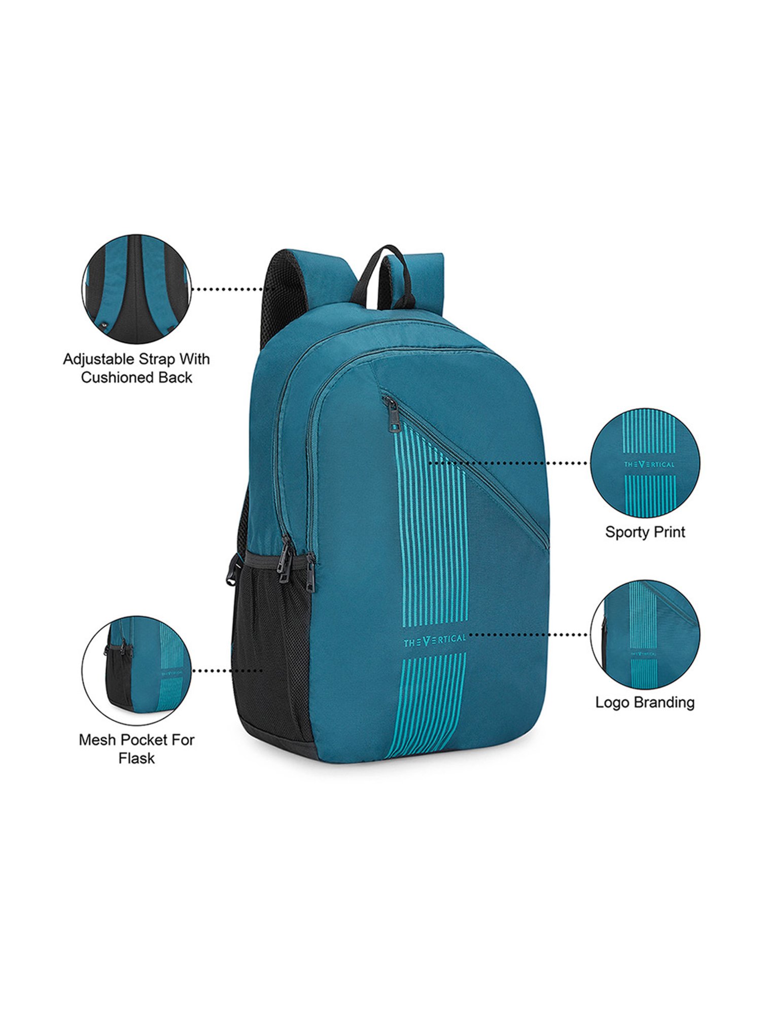 The Vertical Kenneth Teal Textured Medium Backpack