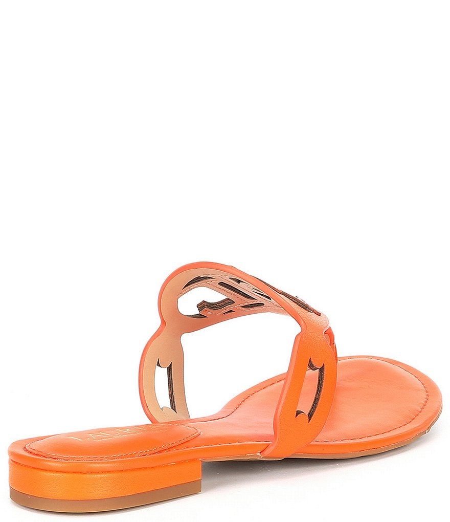 Lauren Ralph Lauren Audrie Leather Logo Thong Sandals