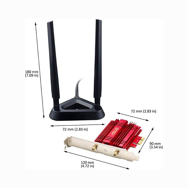 PCE-AC56 Dual-Band 2x2 AC1300 WiFi PCIe Adapter with Heat Sink, Detachable Antennas and Antenna Base
