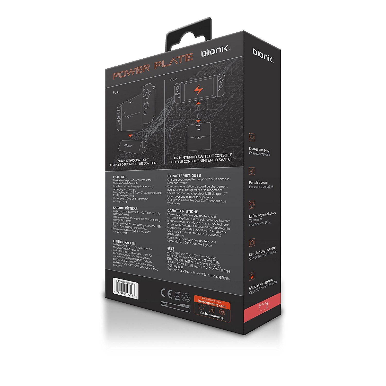 Bionik Power Plate Portable Power Battery Charger System for Nintendo Switch and Joy-Con Controllers