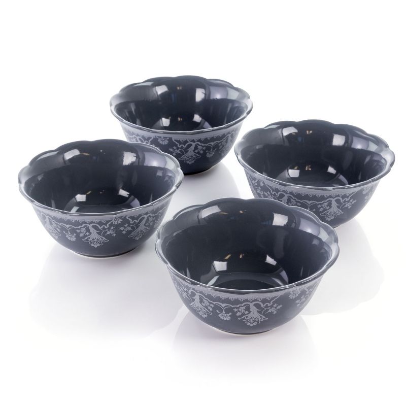 Gibson Elite Medallion 4 Piece Stoneware Scalloped Cereal Bowl Set