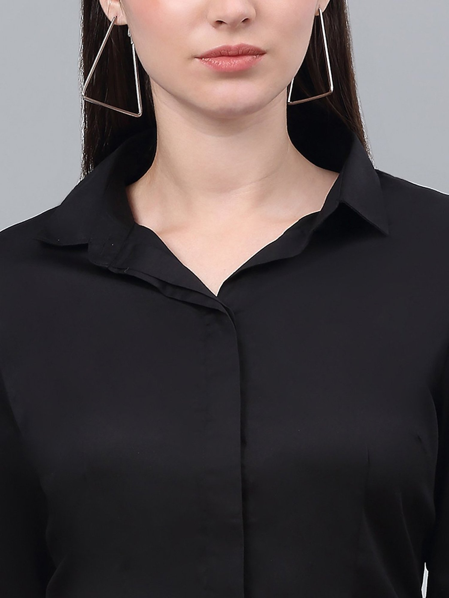 Cantabil Black Cotton Regular Fit Shirt