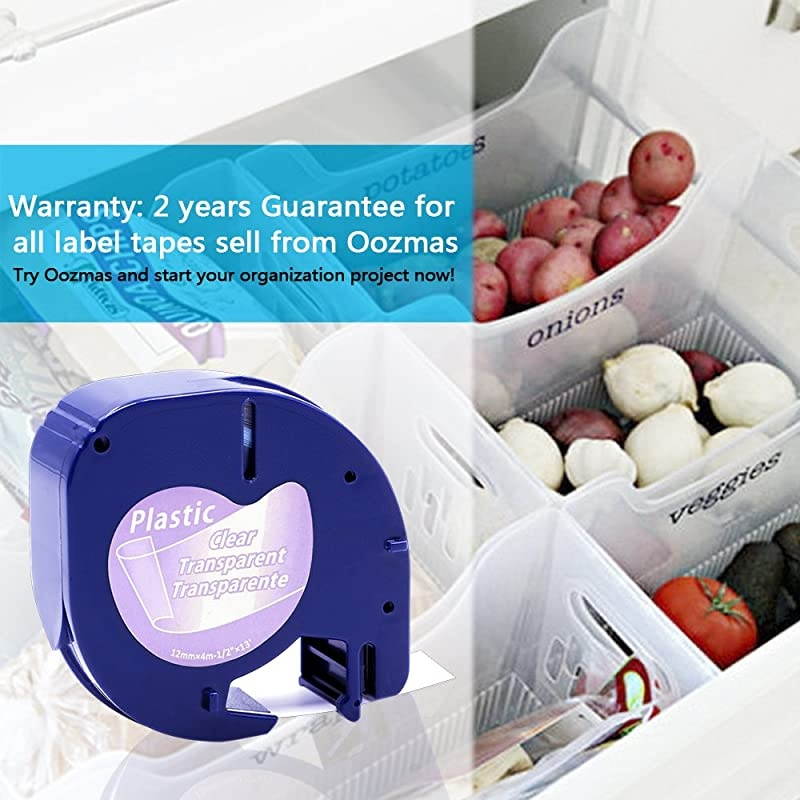 Compatible Label Tape Replacement for Dymo Plastic Tape Clear Letratag Refills 12mm x 4m Tape 16952 for DYMO LetraTag Label Maker LT100H LT100T Plus 4Pack