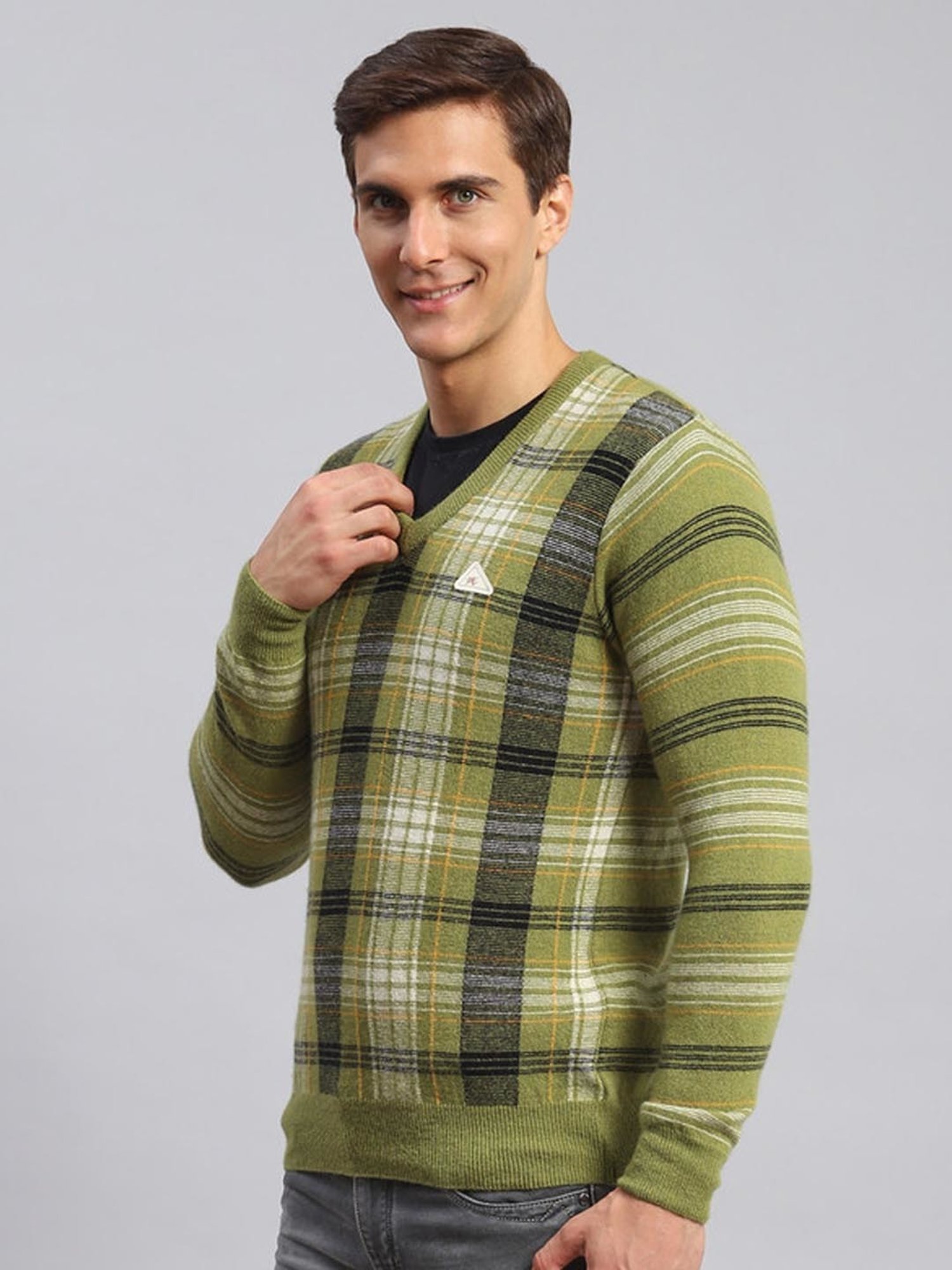 Monte Carlo Green Regular Fit Checks Pullover