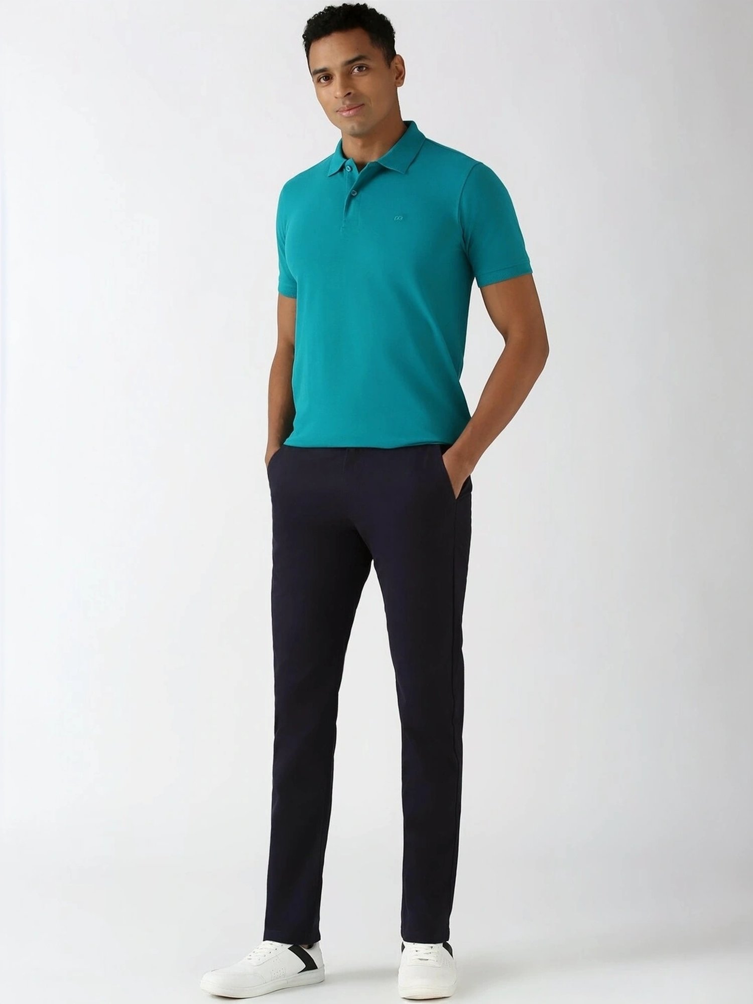 Peter England Blue Regular Fit Polo T-Shirt