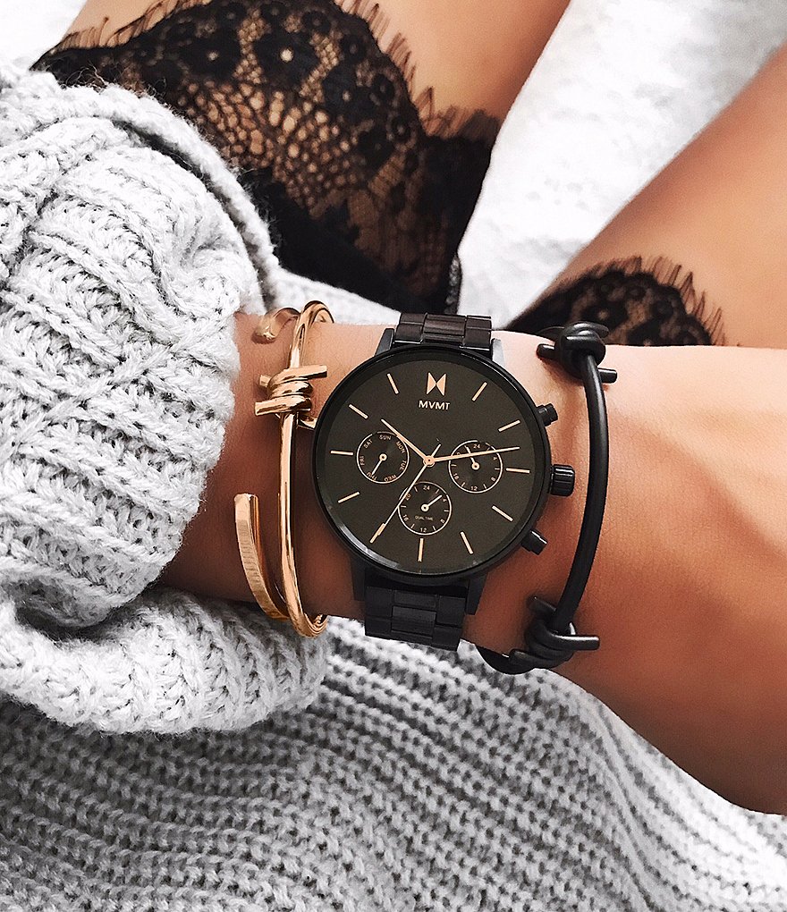 MVMT Nova Collection Crux Black Out Multifunction Bracelet Watch