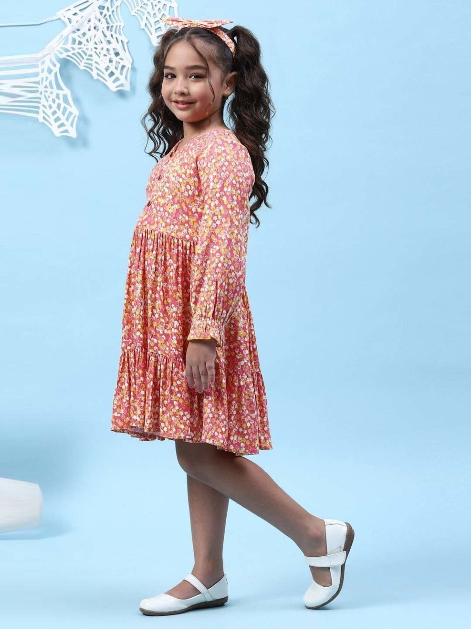 Biba Kids Orange Printed Dress