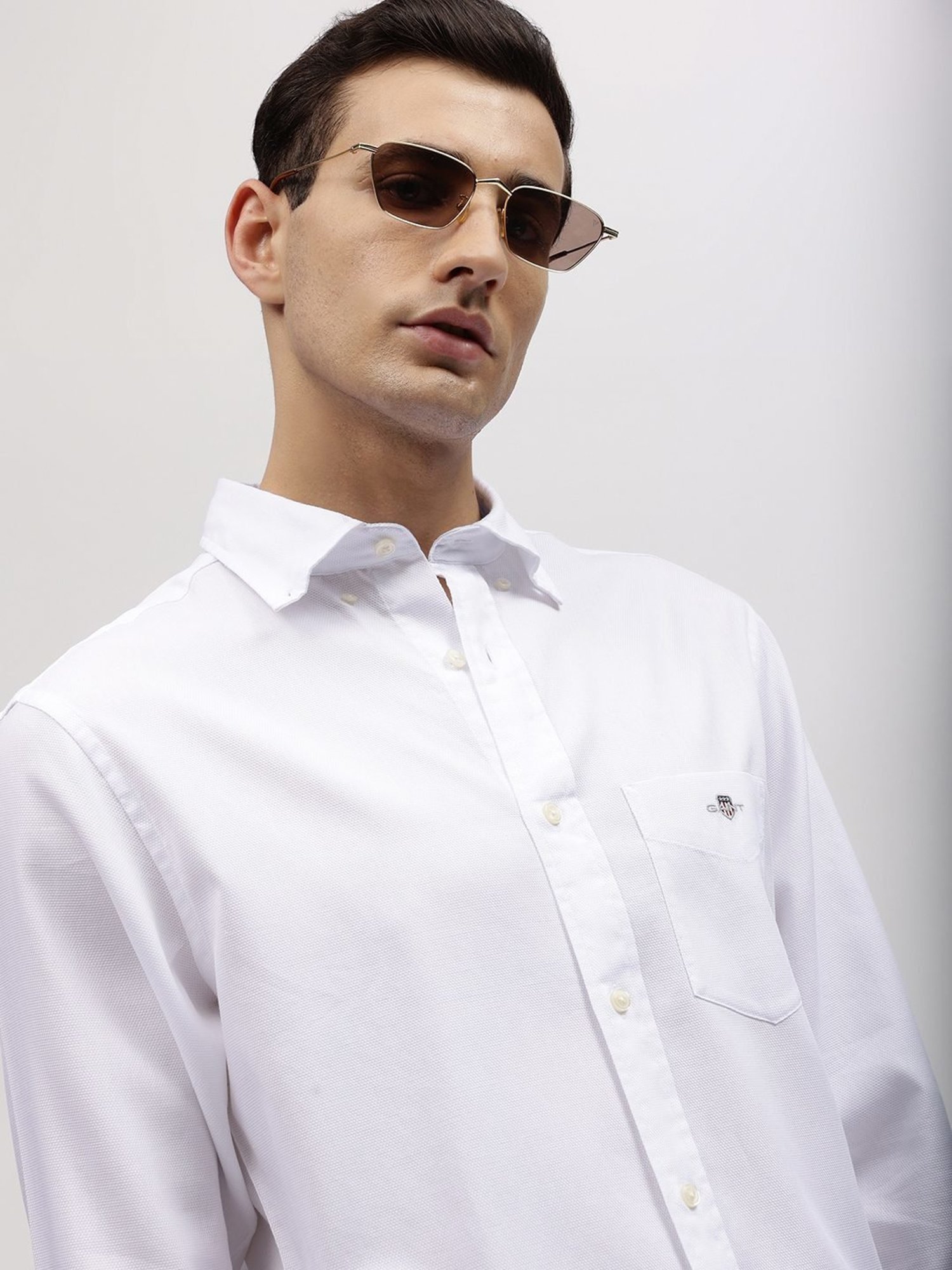 GANT Solid Button Down Regular Fit Shirt