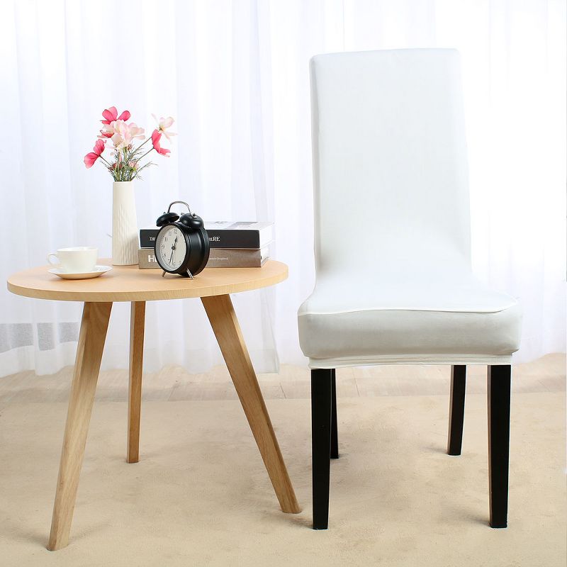 5 Pcs Spandex Elastic Washable Decor Party Dining Chair Slipcovers White  - PiccoCasa