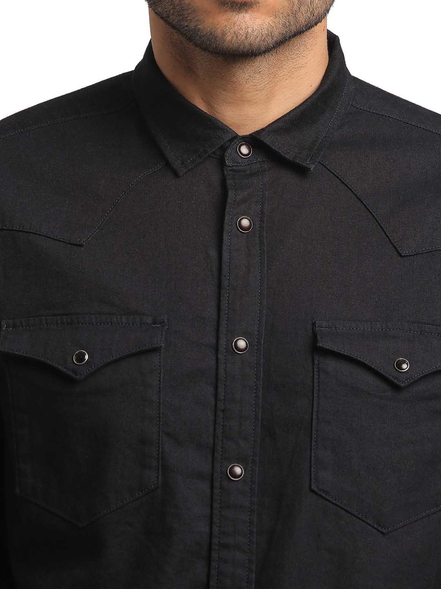 EVERBLUE Dark Ink Blue Regular Fit Shirt