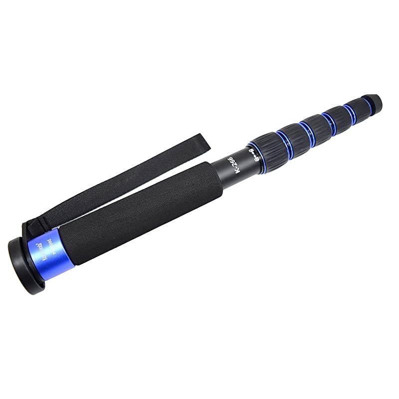 6-Section Monopod Compact Portable Photography Aluminum Alloy Unipod Stick, Max. Load 10kg / 22lbs, Folding Size is only 15-inch (K-266 Blue)