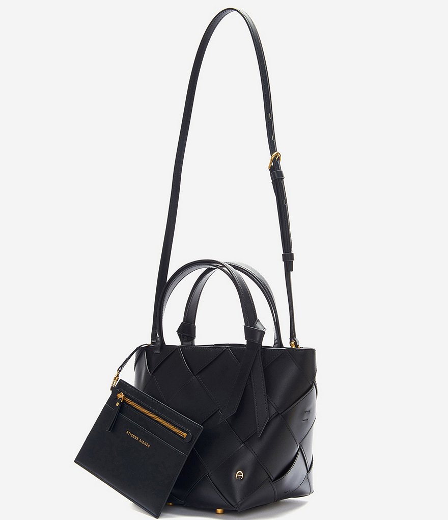 Etienne Aigner Ella Leather Woven Satchel Bag
