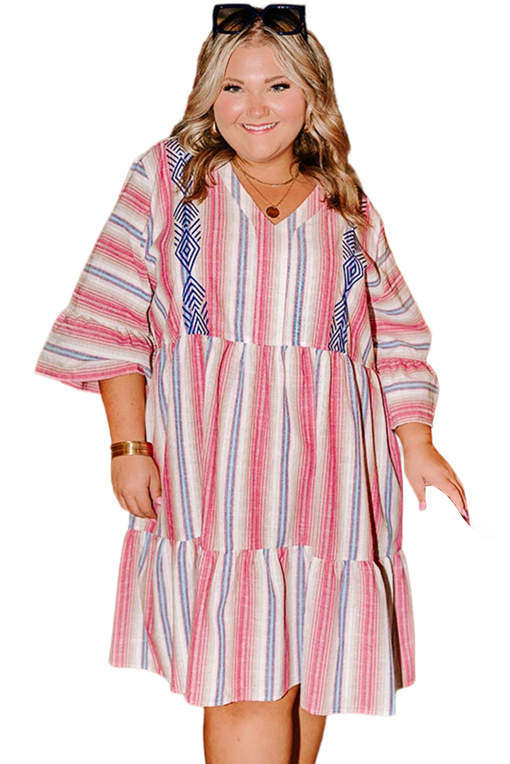 Black Leopard Patchwork Split Neck Ruffle Plus Size Dress