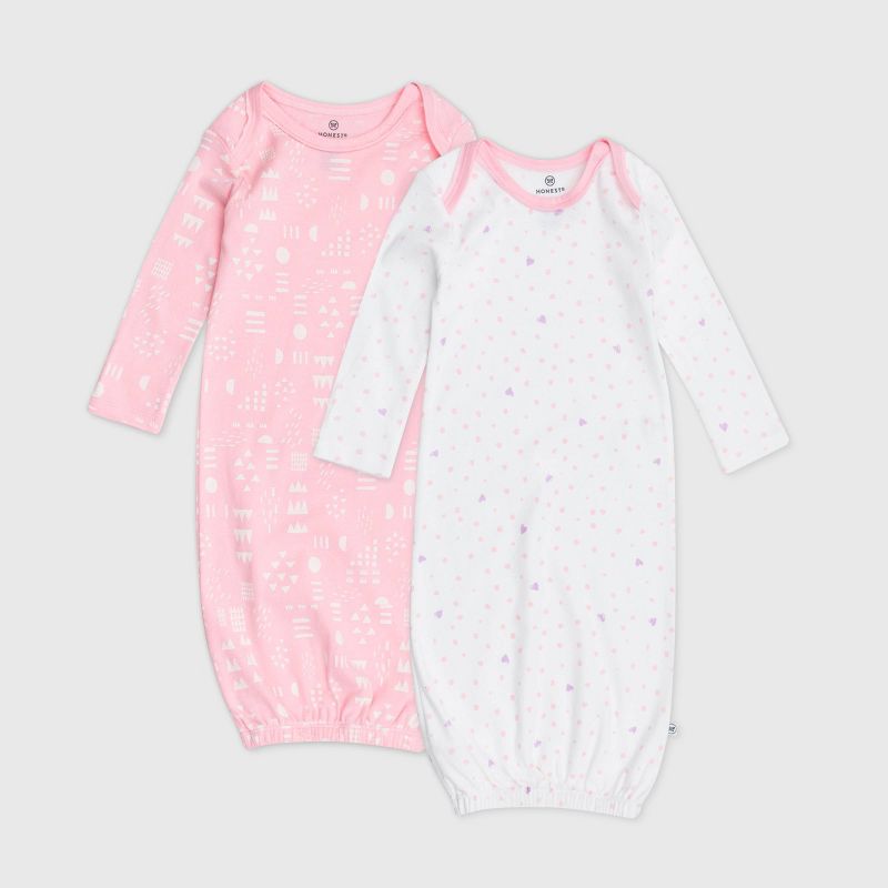 Honest Baby Girls' 2pk Organic Cotton Love Dot Nightgown - 0-6M