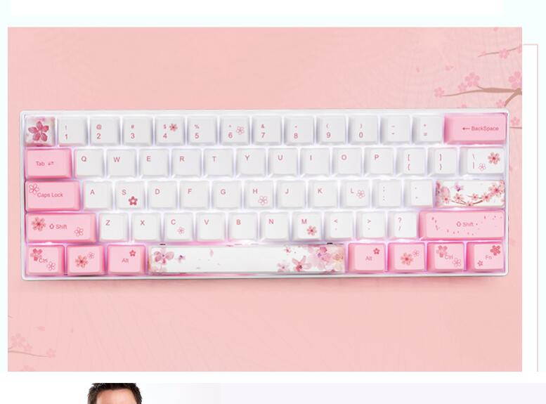 A-jazz AK61 Bluetooth Wireless and  USB Wired Dual Connectivity Mechanical Gaming Keyboard, Durable ABSKeycaps, White Backlit -Blue Switch( White )