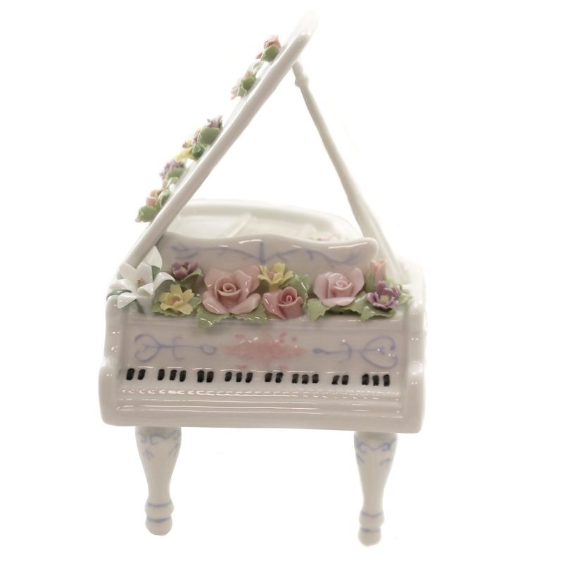 Figurine 7.5" Grand Piano Keys Flowers Music  -  Decorative Figurines