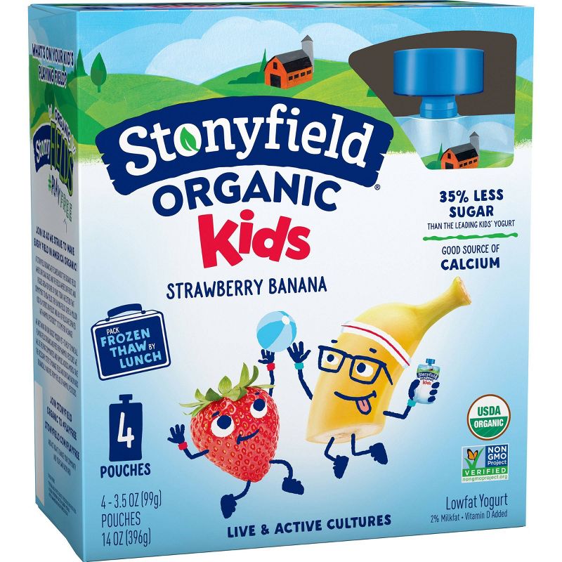 Stonyfield Organic Kids' Strawberry Banana Yogurt Pouches - 4pk/3.7oz