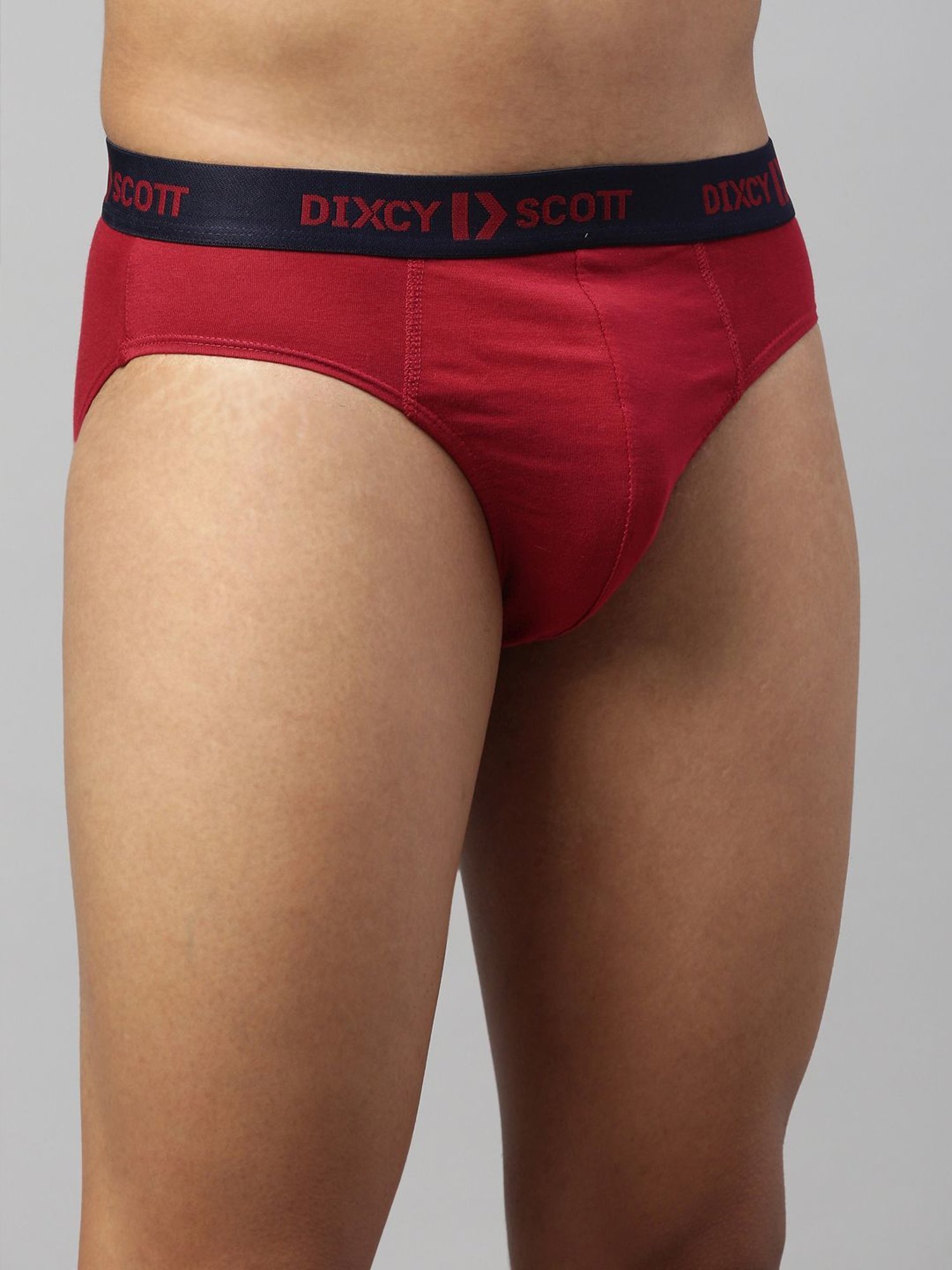 DIXCY SCOTT MAXIMUS Denim Blue & Barbados Cherry Cotton Regular Fit Briefs - Pack Of 2
