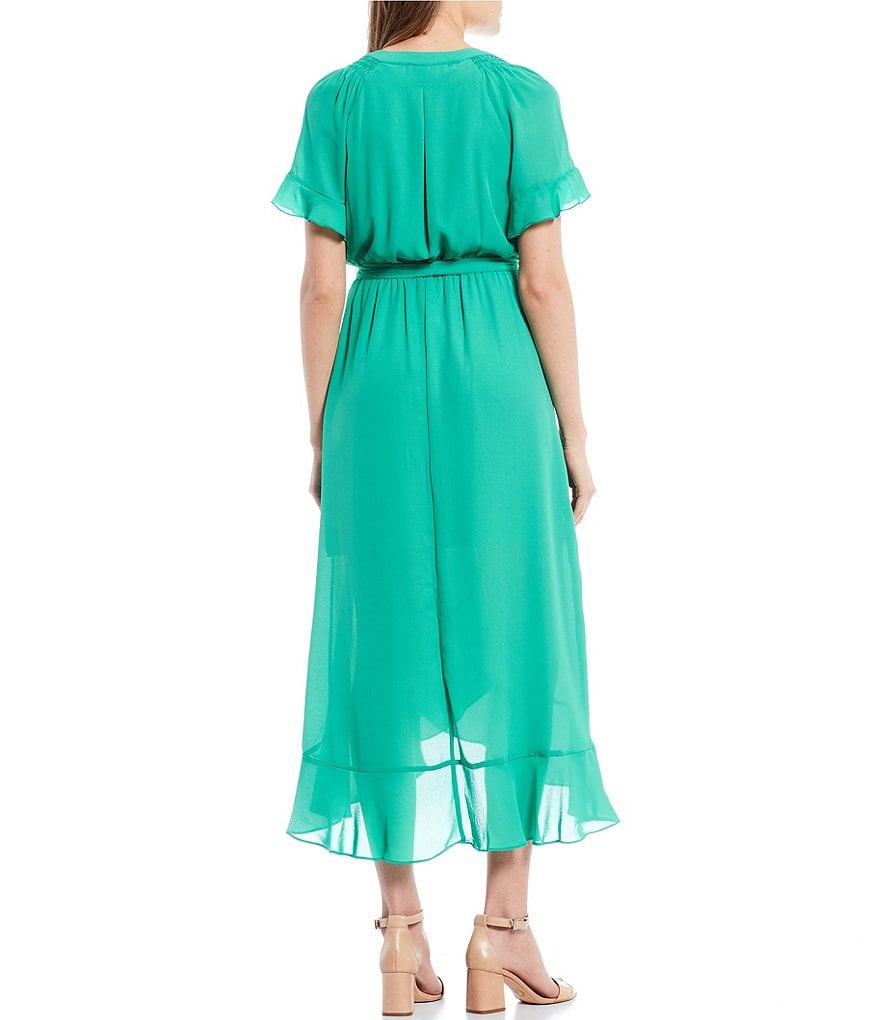 June & Hudson Ruffle Maxi Wrap Dress